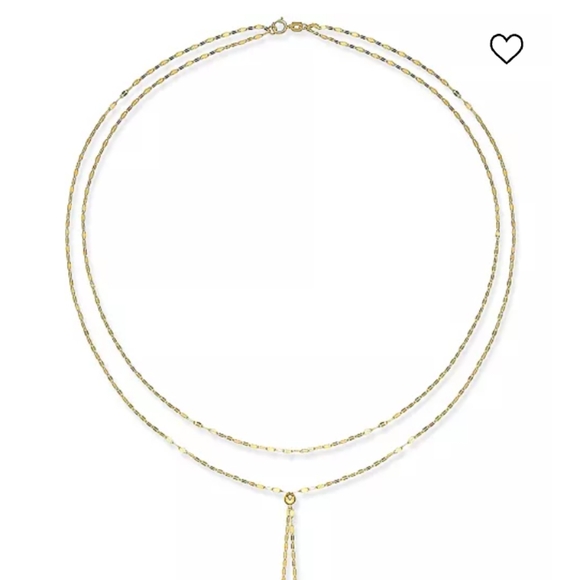 Real Gold 14 K Double Stran Lariat Necklace - Picture 2 of 7